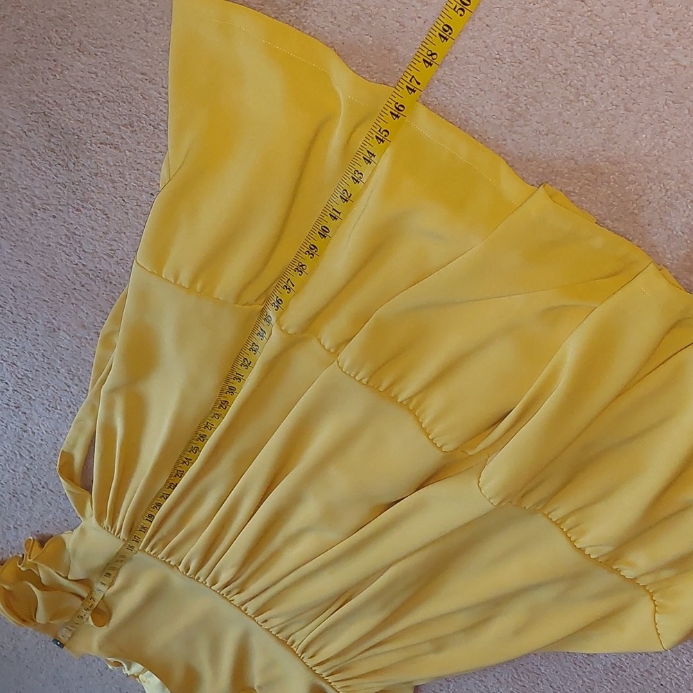 Rachel Parcell Marigold Yellow Serene Midi Ruffle Dress Sz L - Picture 14 of 17